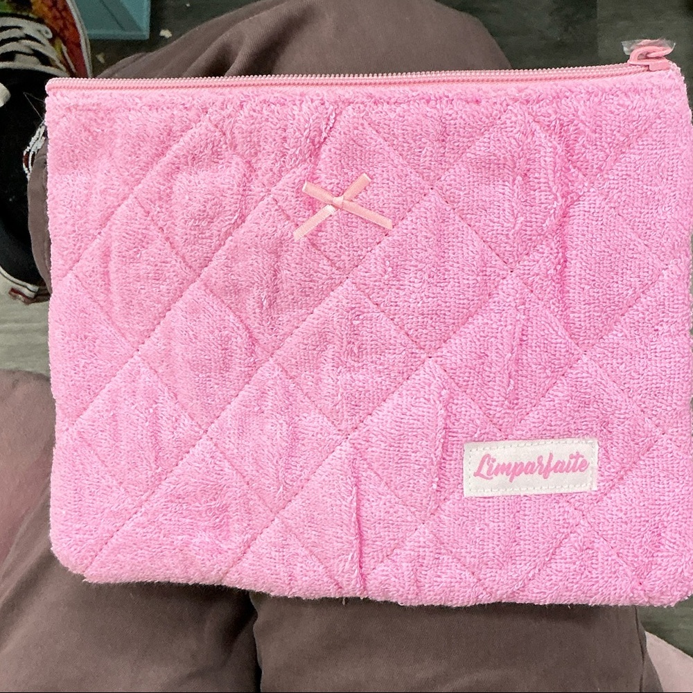 Pink Quilted Cosmetics Bag-Terry Cloth